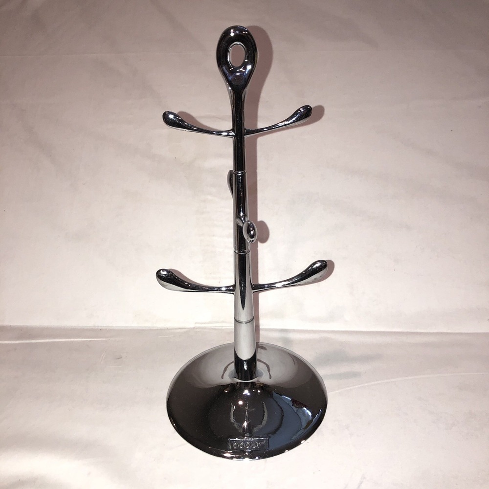 Bodum Coffee Mug Cup Tree Crate and Barrel Silver Chrome 6 Cup Capacity Sturdy